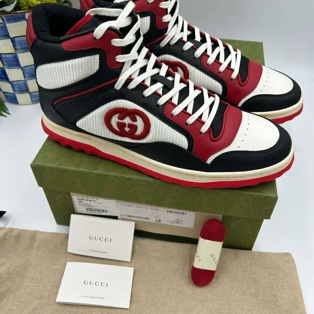 Men’s Gucci MAC 80 high top leather sneakers size 11 made in Italy